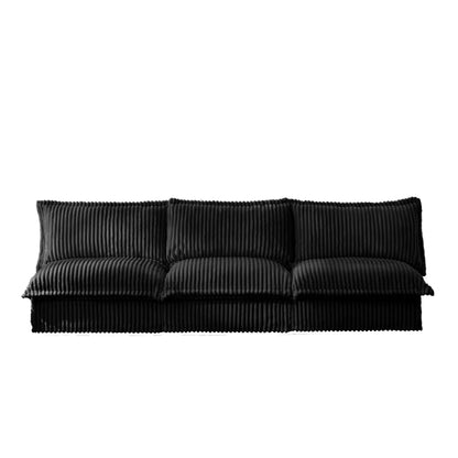 Divano moderno a 3 posti in velluto a coste componibile senza braccioli