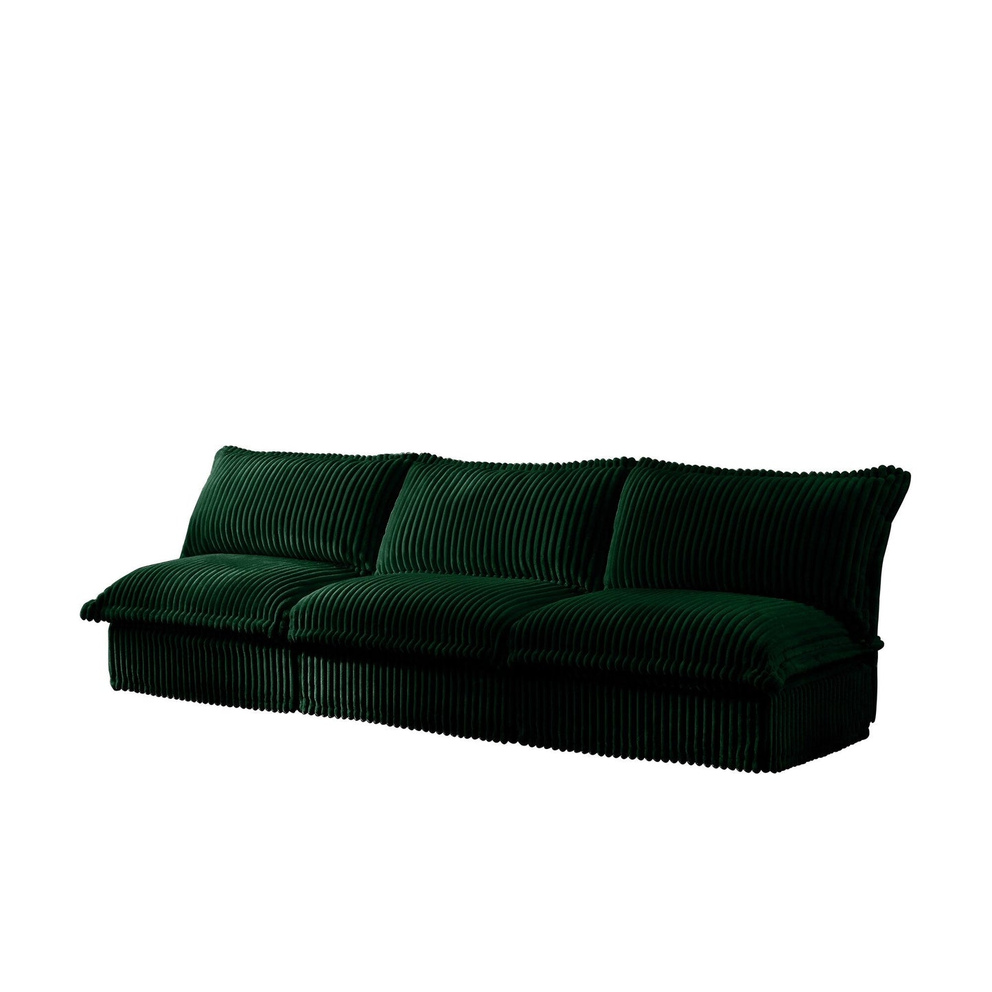 Divano moderno a 3 posti in velluto a coste componibile senza braccioli