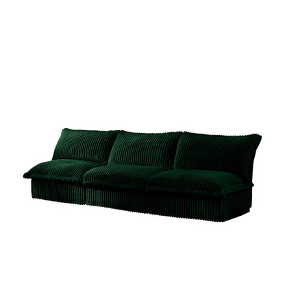 Divano moderno a 3 posti in velluto a coste componibile senza braccioli