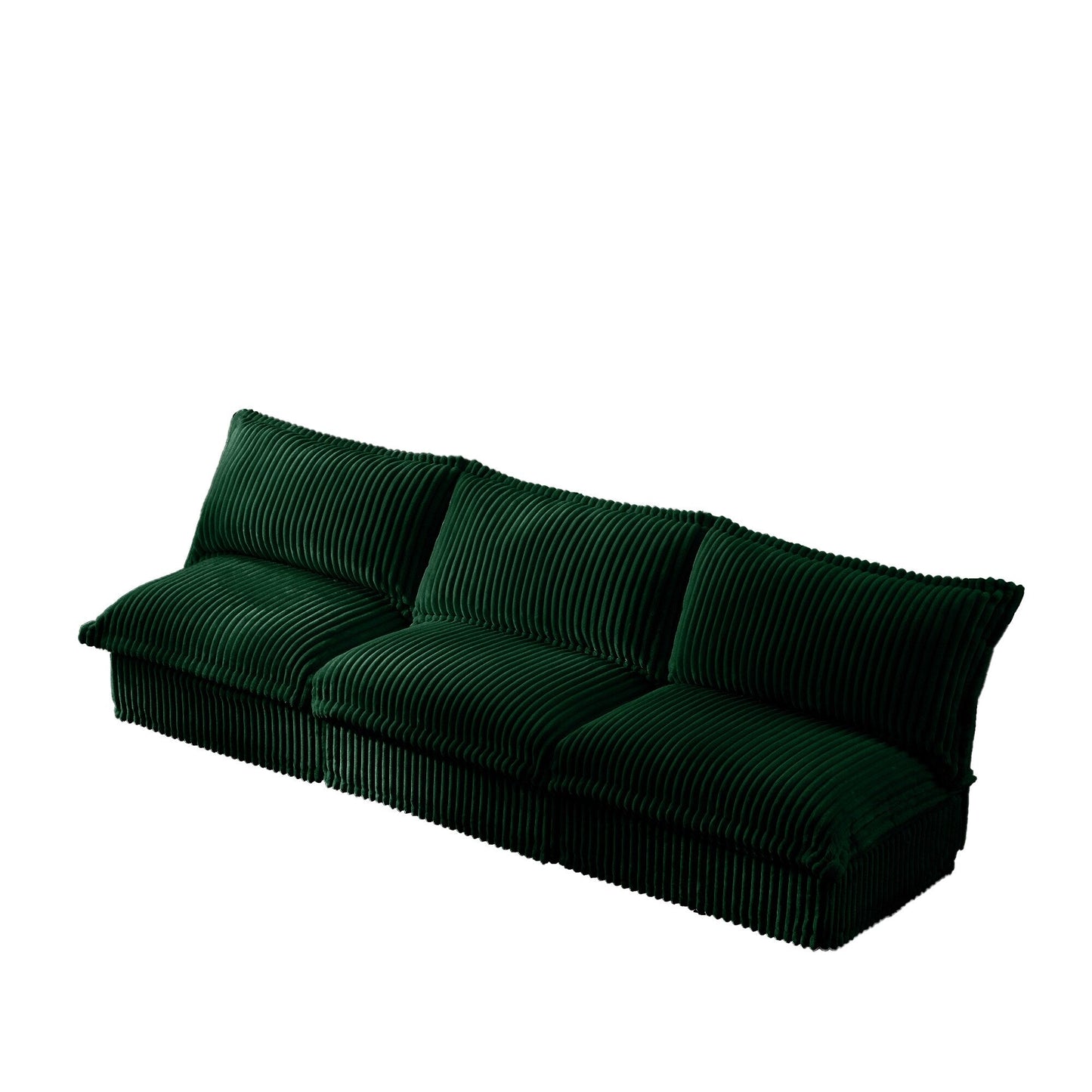 Divano moderno a 3 posti in velluto a coste componibile senza braccioli