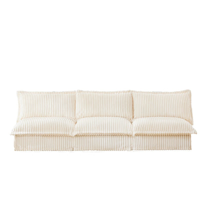 Divano moderno a 3 posti in velluto a coste componibile senza braccioli