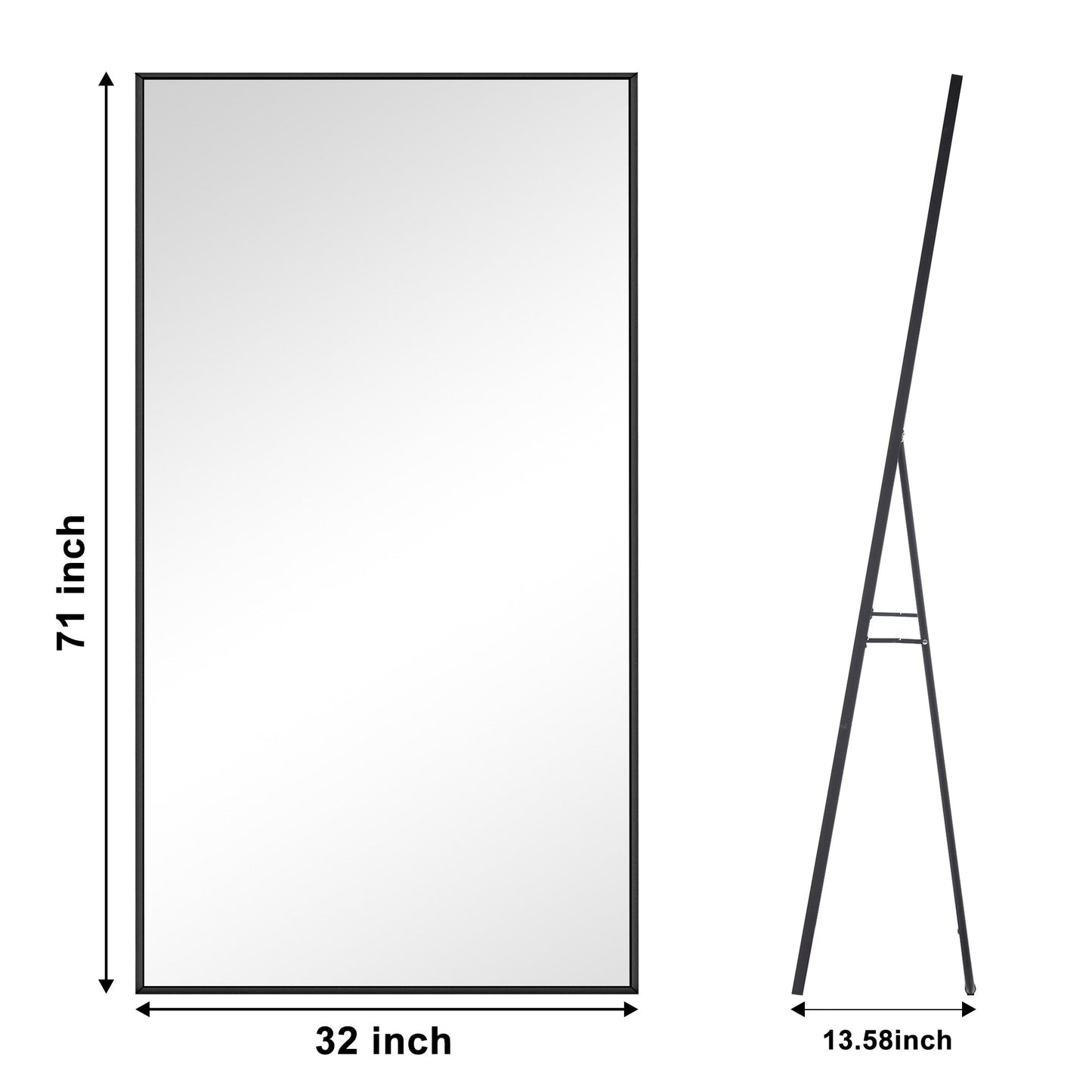 Specchio da terra moderno a figura intera, specchio indipendente