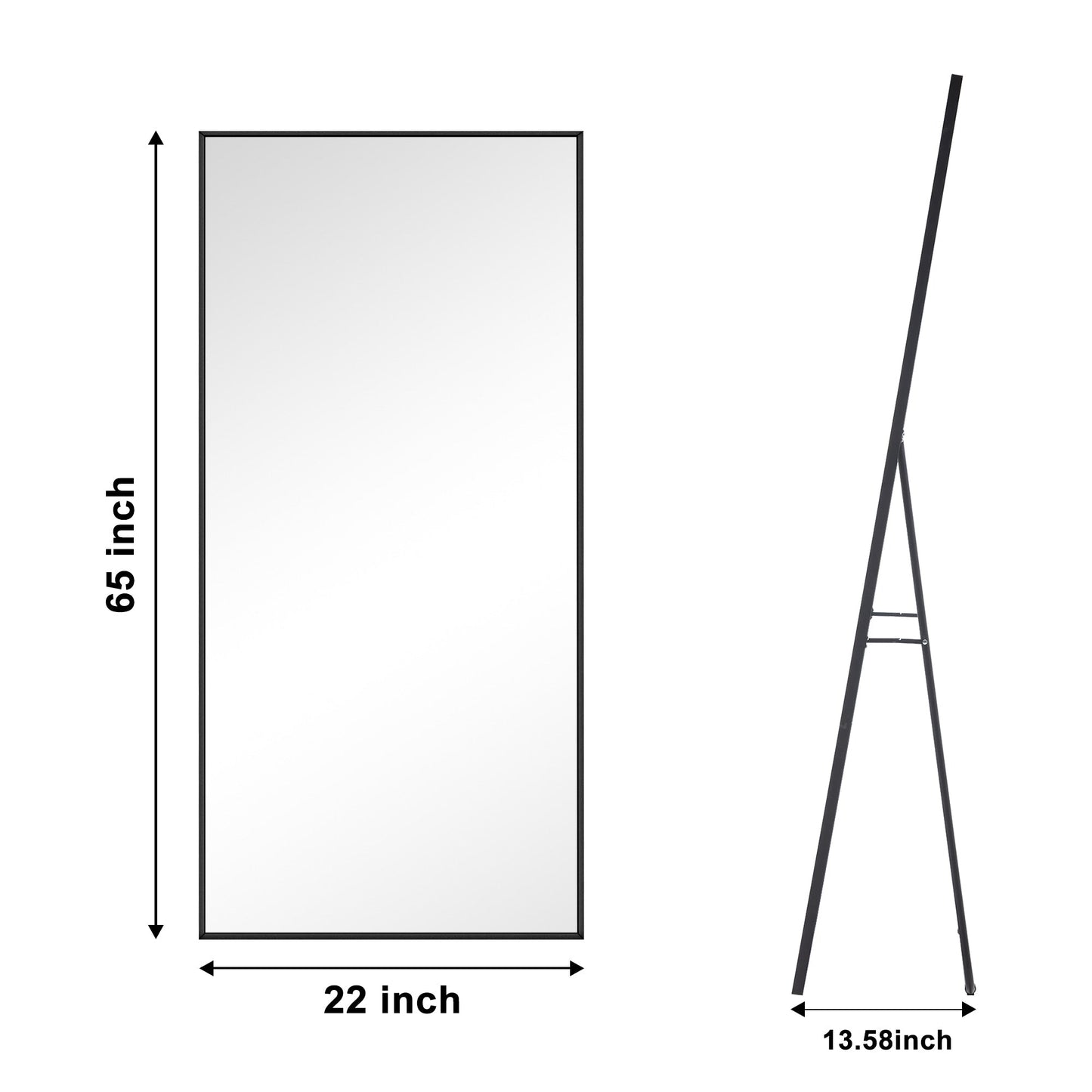 Specchio da terra moderno a figura intera, specchio indipendente