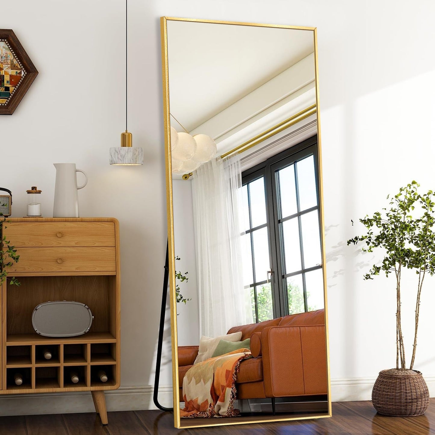 Specchio da terra moderno a figura intera, specchio indipendente