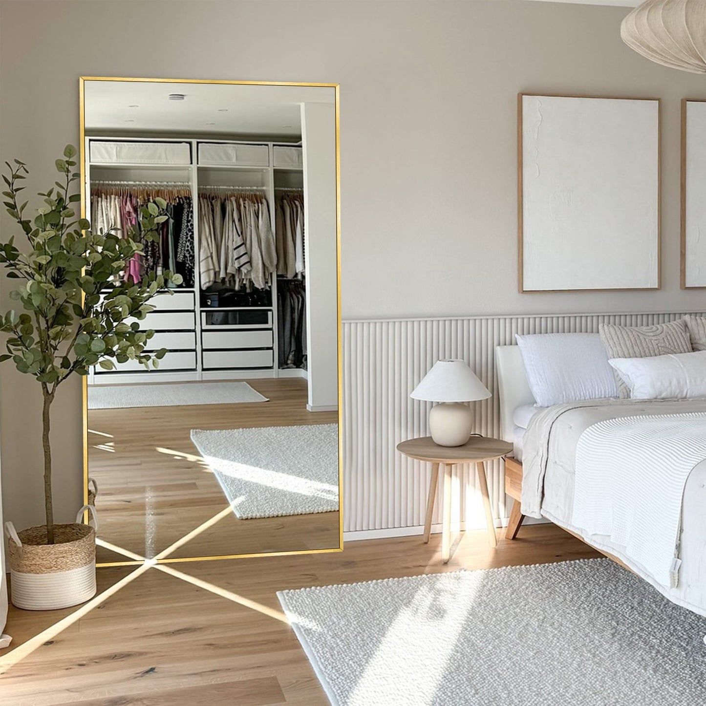 Specchio da terra moderno a figura intera, specchio indipendente