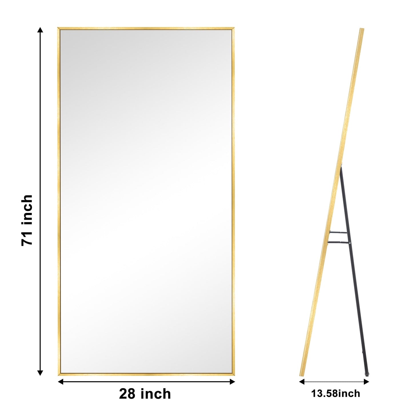 Specchio da terra moderno a figura intera, specchio indipendente