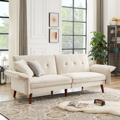 Divano letto futon moderno, divano letto trasformabile con gambe in legno affusolate, 78,35 L, piccolo divano con schienale diviso per soggiorno