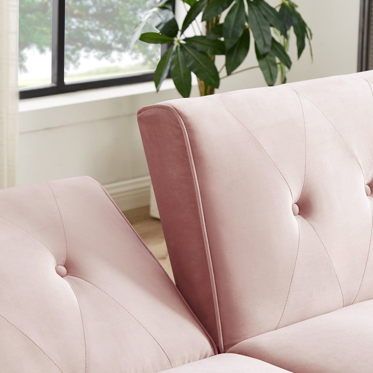 Divano letto futon moderno, divano letto trasformabile con gambe in legno affusolate, 78,35 L, piccolo divano con schienale diviso per soggiorno