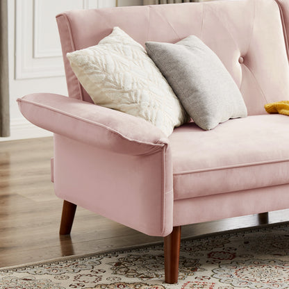 Divano letto futon moderno, divano letto trasformabile con gambe in legno affusolate, 78,35 L, piccolo divano con schienale diviso per soggiorno