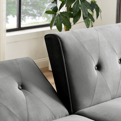 Divano letto futon moderno, divano letto trasformabile con gambe in legno affusolate, 78,35 L, piccolo divano con schienale diviso per soggiorno