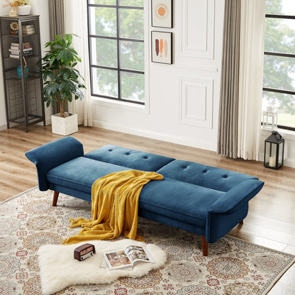 Divano letto futon moderno, divano letto trasformabile con gambe in legno affusolate, 78,35 L, piccolo divano con schienale diviso per soggiorno