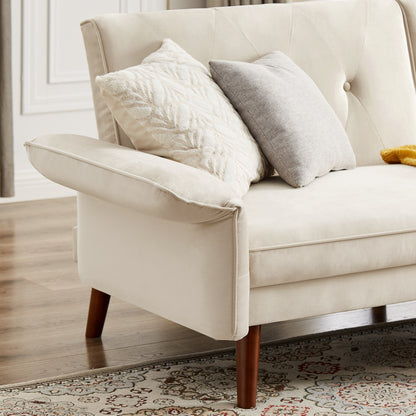 Divano letto futon moderno, divano letto trasformabile con gambe in legno affusolate, 78,35 L, piccolo divano con schienale diviso per soggiorno