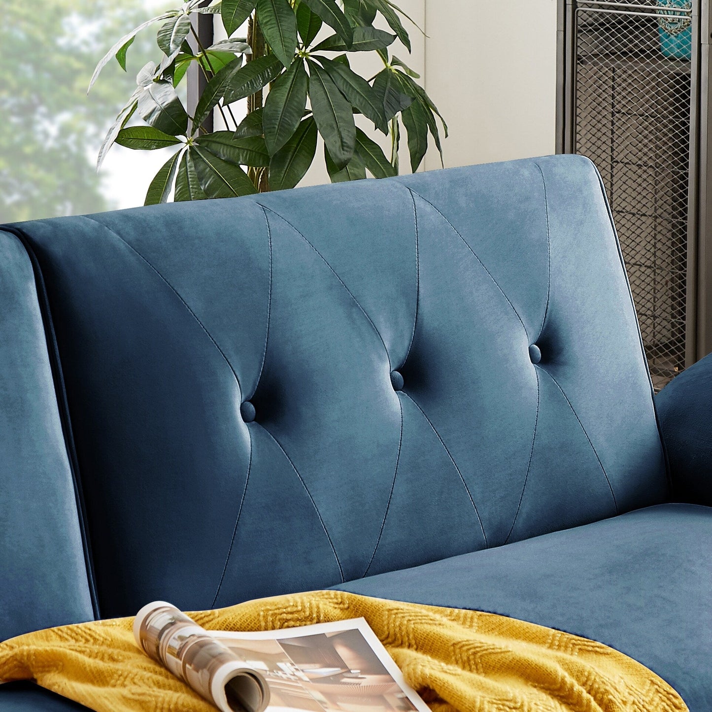 Divano letto futon moderno, divano letto trasformabile con gambe in legno affusolate, 78,35 L, piccolo divano con schienale diviso per soggiorno