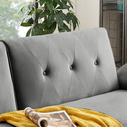 Divano letto futon moderno, divano letto trasformabile con gambe in legno affusolate, 78,35 L, piccolo divano con schienale diviso per soggiorno