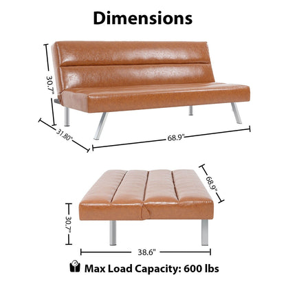 Divano letto futon moderno, divano futon convertibile, divano letto in lino con schienale diviso per soggiorno