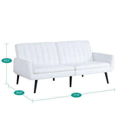 Divano letto futon moderno, divano futon convertibile, divano letto in lino con schienale diviso per soggiorno