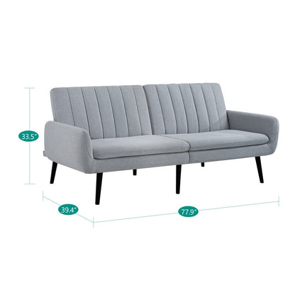 Divano letto futon moderno, divano futon convertibile, divano letto in lino con schienale diviso per soggiorno