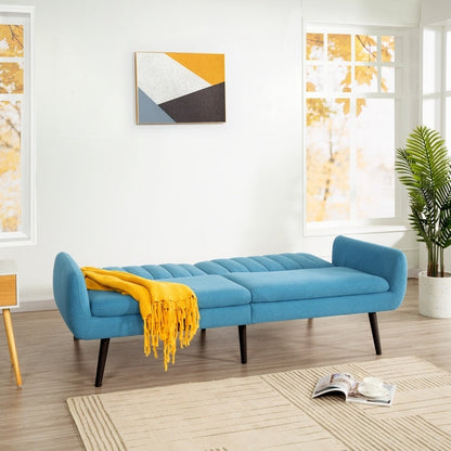 Divano letto futon moderno, divano futon convertibile, divano letto in lino con schienale diviso per soggiorno