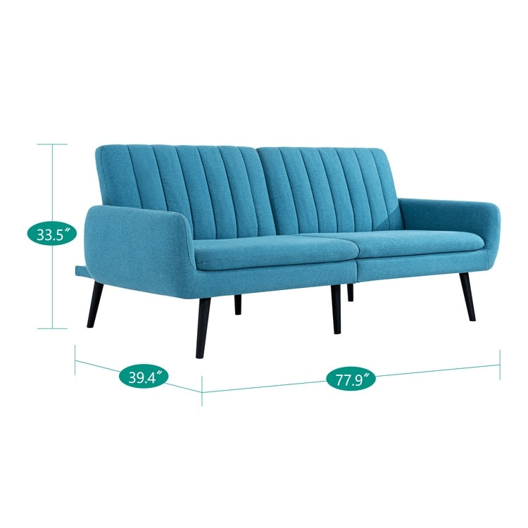 Divano letto futon moderno, divano futon convertibile, divano letto in lino con schienale diviso per soggiorno