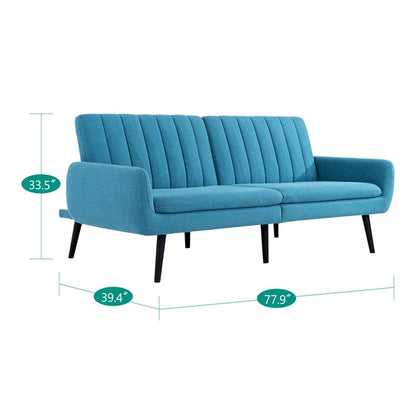 Divano letto futon moderno, divano futon convertibile, divano letto in lino con schienale diviso per soggiorno