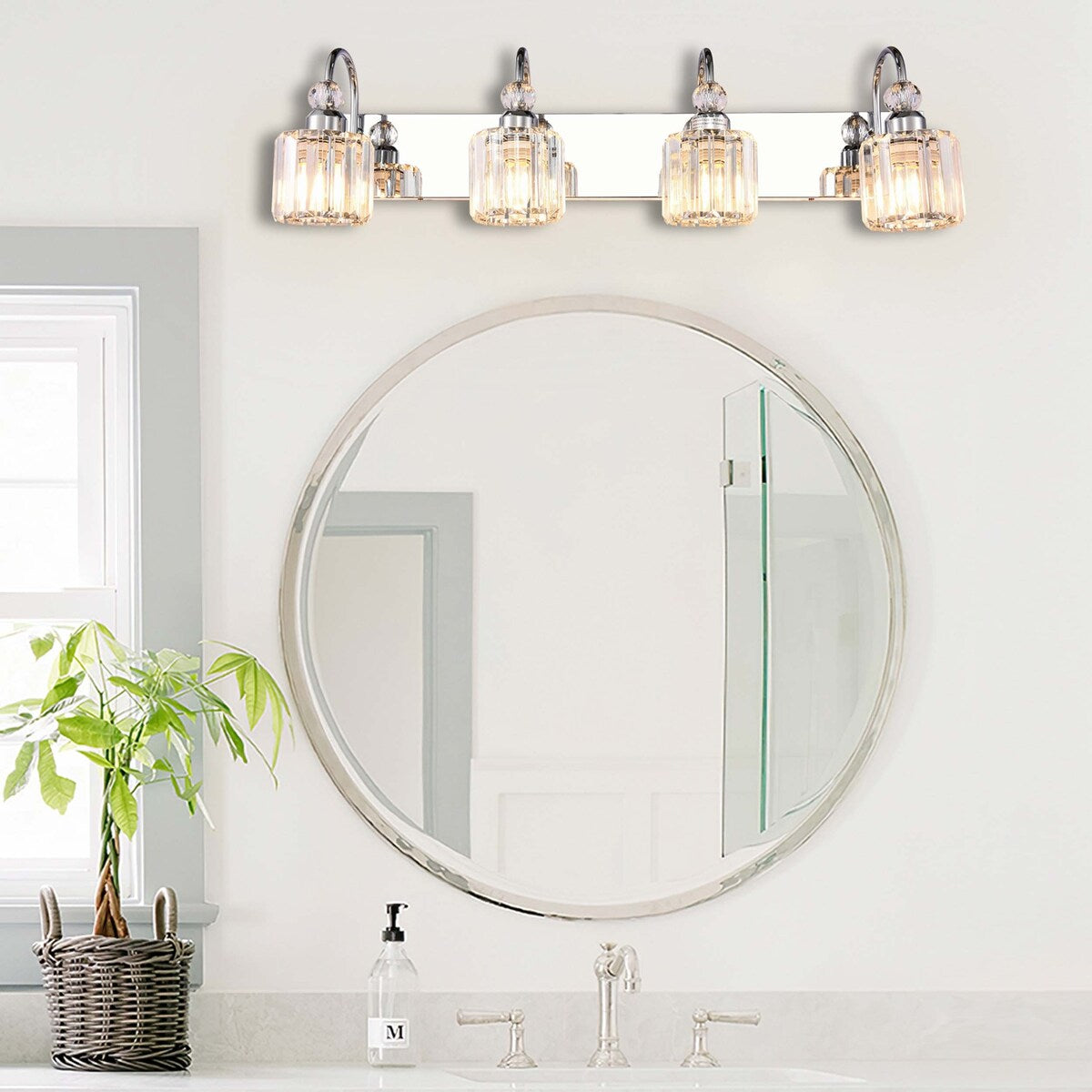 Lampada da parete lineare da bagno dimmerabile moderna Glam Crystal a 3/4 luci