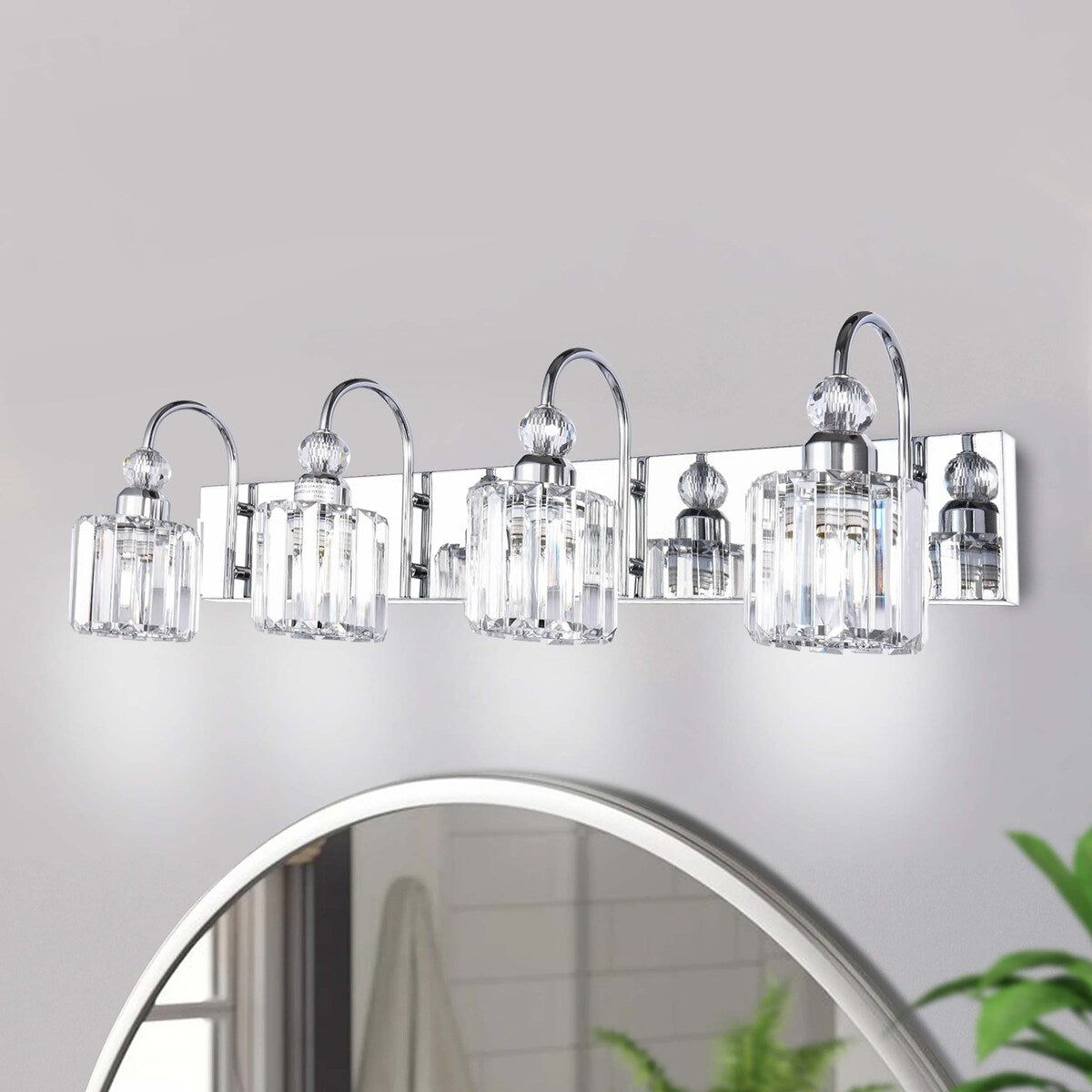 Lampada da parete lineare da bagno dimmerabile moderna Glam Crystal a 3/4 luci