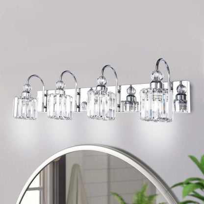 Lampada da parete lineare da bagno dimmerabile moderna Glam Crystal a 3/4 luci