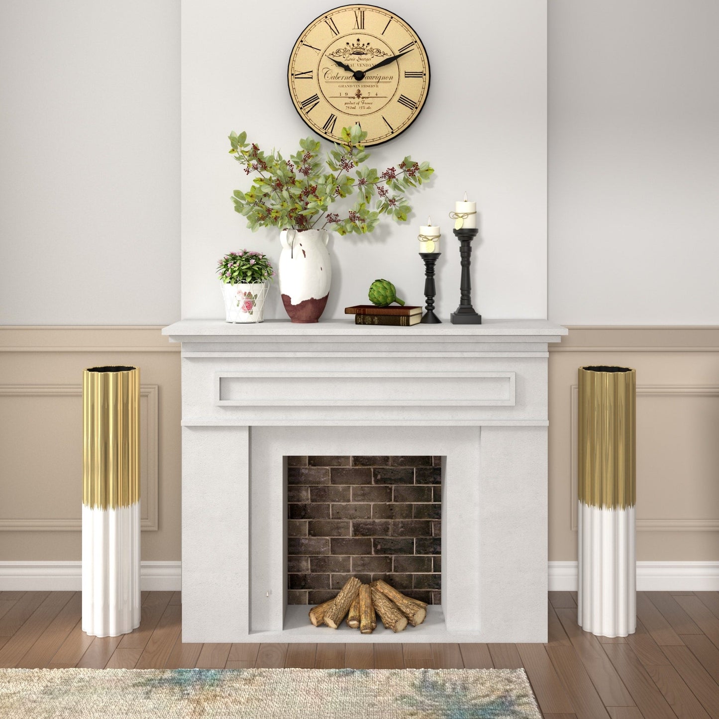 Vaso da terra in ceramica fatto a mano moderno Glam oro/bianco