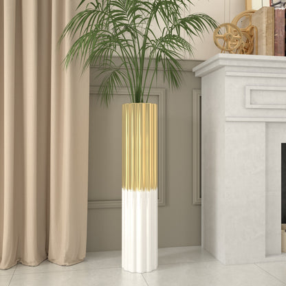 Vaso da terra in ceramica fatto a mano moderno Glam oro/bianco