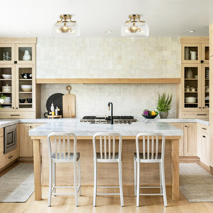 Plafoniera moderna in vetro dorato a 3 luci con montaggio a semi-incasso