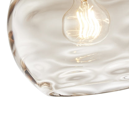 Lampada a sospensione moderna con paralume in vetro trasparente con effetto acqua increspata, nera, a 1 luce