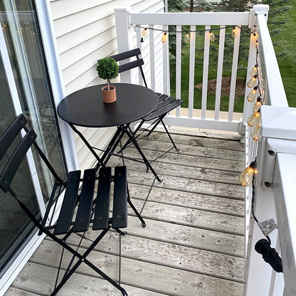Set da bistrot pieghevole in metallo da 3 pezzi, set da conversazione per esterni/interni resistente alle intemperie per patio, cortile, giardino