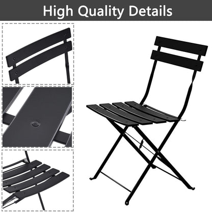 Set da bistrot pieghevole in metallo da 3 pezzi, set da conversazione per esterni/interni resistente alle intemperie per patio, cortile, giardino