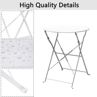 Set da bistrot pieghevole in metallo da 3 pezzi, set da conversazione per esterni/interni resistente alle intemperie per patio, cortile, giardino