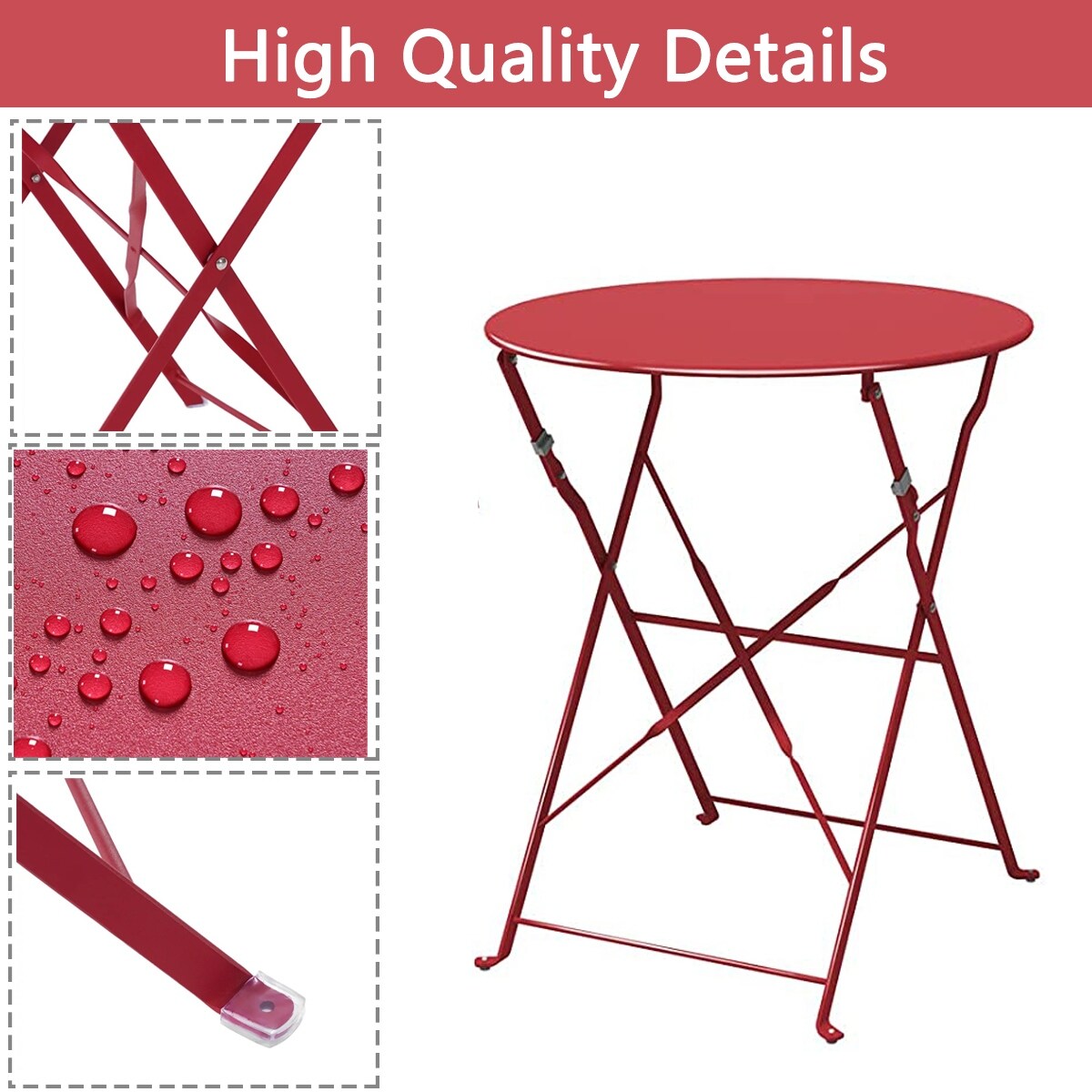 Set da bistrot pieghevole in metallo da 3 pezzi, set da conversazione per esterni/interni resistente alle intemperie per patio, cortile, giardino