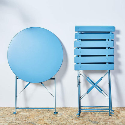 Set da bistrot pieghevole in metallo da 3 pezzi, set da conversazione per esterni/interni resistente alle intemperie per patio, cortile, giardino