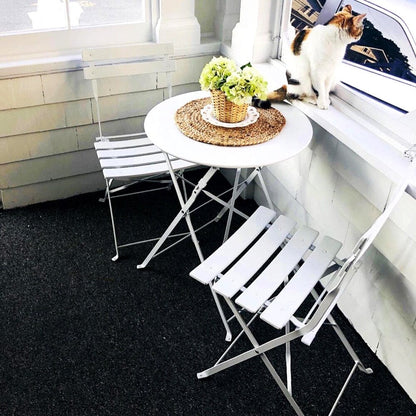 Set da bistrot pieghevole in metallo da 3 pezzi, set da conversazione per esterni/interni resistente alle intemperie per patio, cortile, giardino