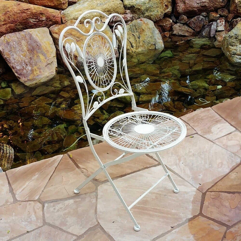 Modern Home Bordeaux Set da bistrot pieghevole in ferro anticato da 3 pezzi