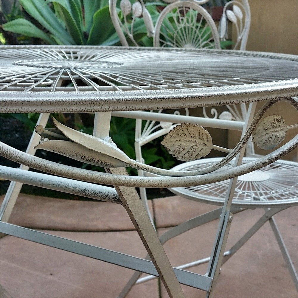 Modern Home Bordeaux Set da bistrot pieghevole in ferro anticato da 3 pezzi