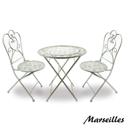 Modern Home Marseille Set da bistrot pieghevole in ferro anticato da 3 pezzi