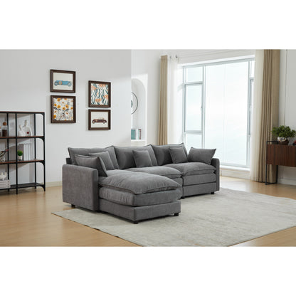 Divano componibile modulare moderno a 3 posti a forma di L con pouf rimovibile per soggiorno e appartamento