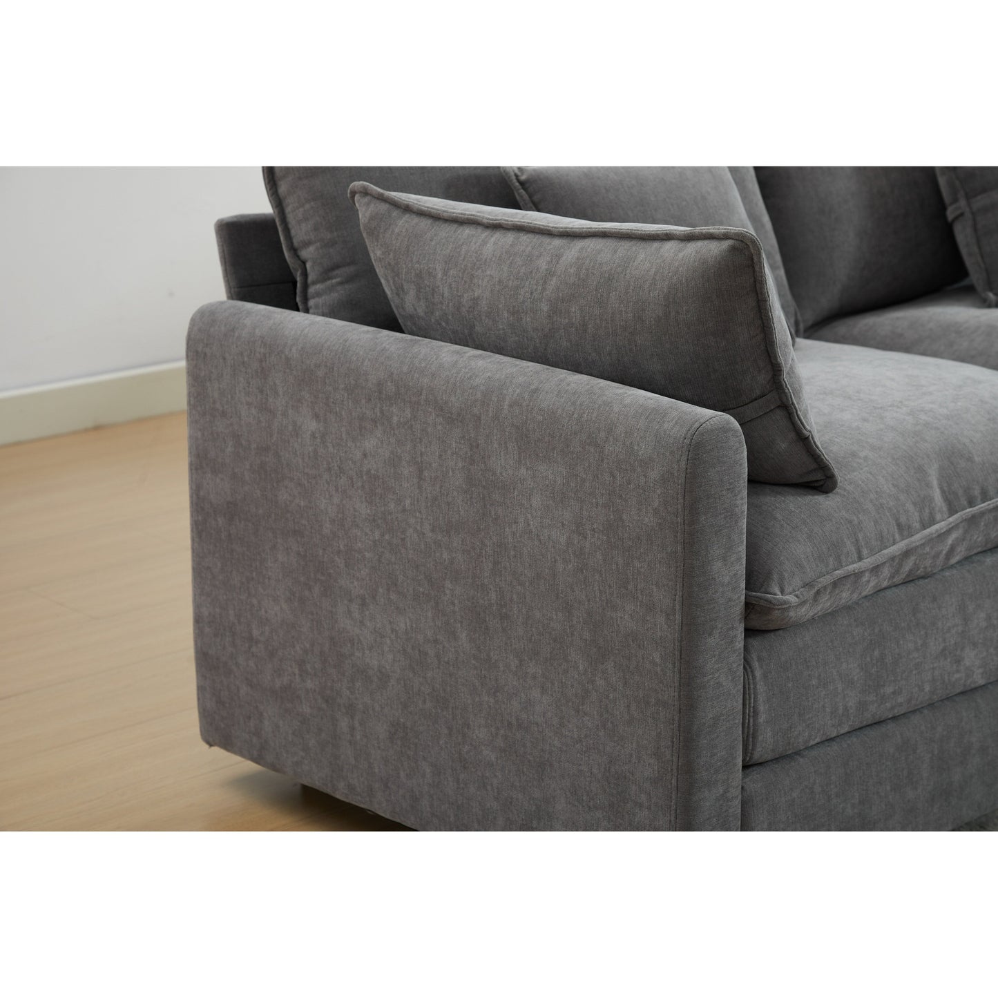 Divano componibile modulare moderno a 3 posti a forma di L con pouf rimovibile per soggiorno e appartamento