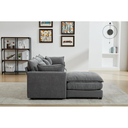 Divano componibile modulare moderno a 3 posti a forma di L con pouf rimovibile per soggiorno e appartamento