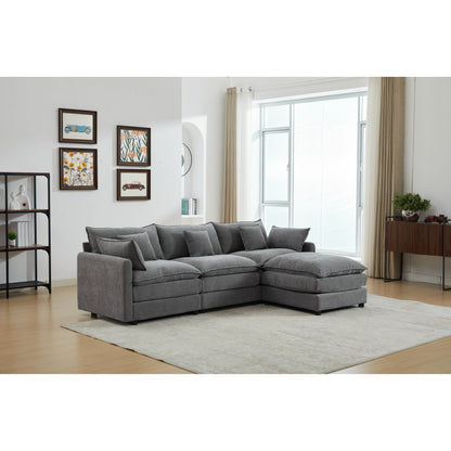 Divano componibile modulare moderno a 3 posti a forma di L con pouf rimovibile per soggiorno e appartamento