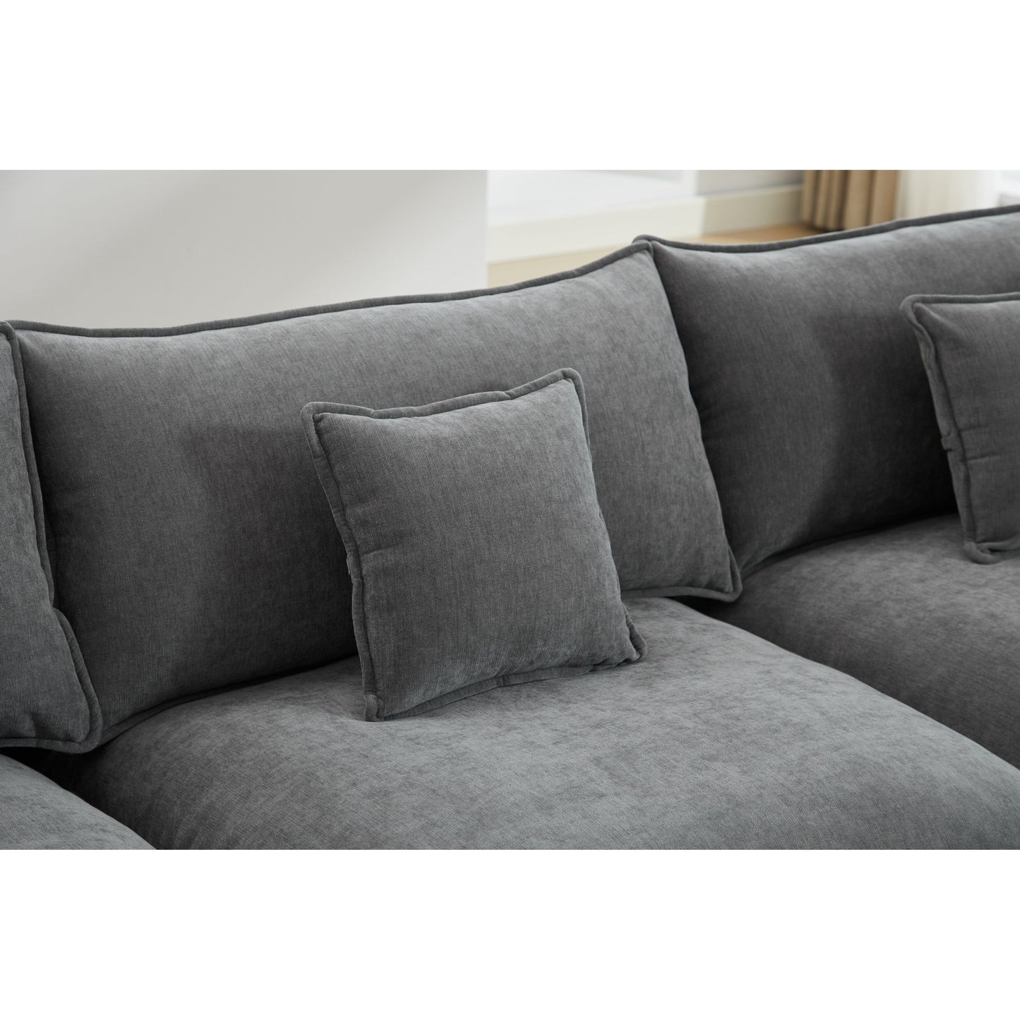 Divano componibile modulare moderno a 3 posti a forma di L con pouf rimovibile per soggiorno e appartamento