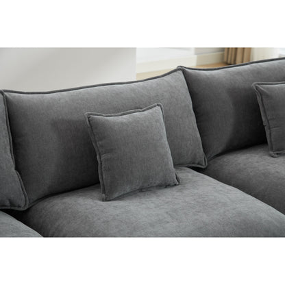 Divano componibile modulare moderno a 3 posti a forma di L con pouf rimovibile per soggiorno e appartamento