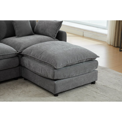 Divano componibile modulare moderno a 3 posti a forma di L con pouf rimovibile per soggiorno e appartamento