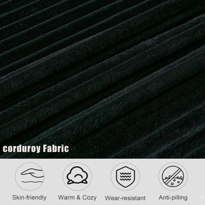 Divano componibile modulare moderno a 4 posti in velluto a coste a forma di L con design curvo e cuscini per lo schienale per il soggiorno