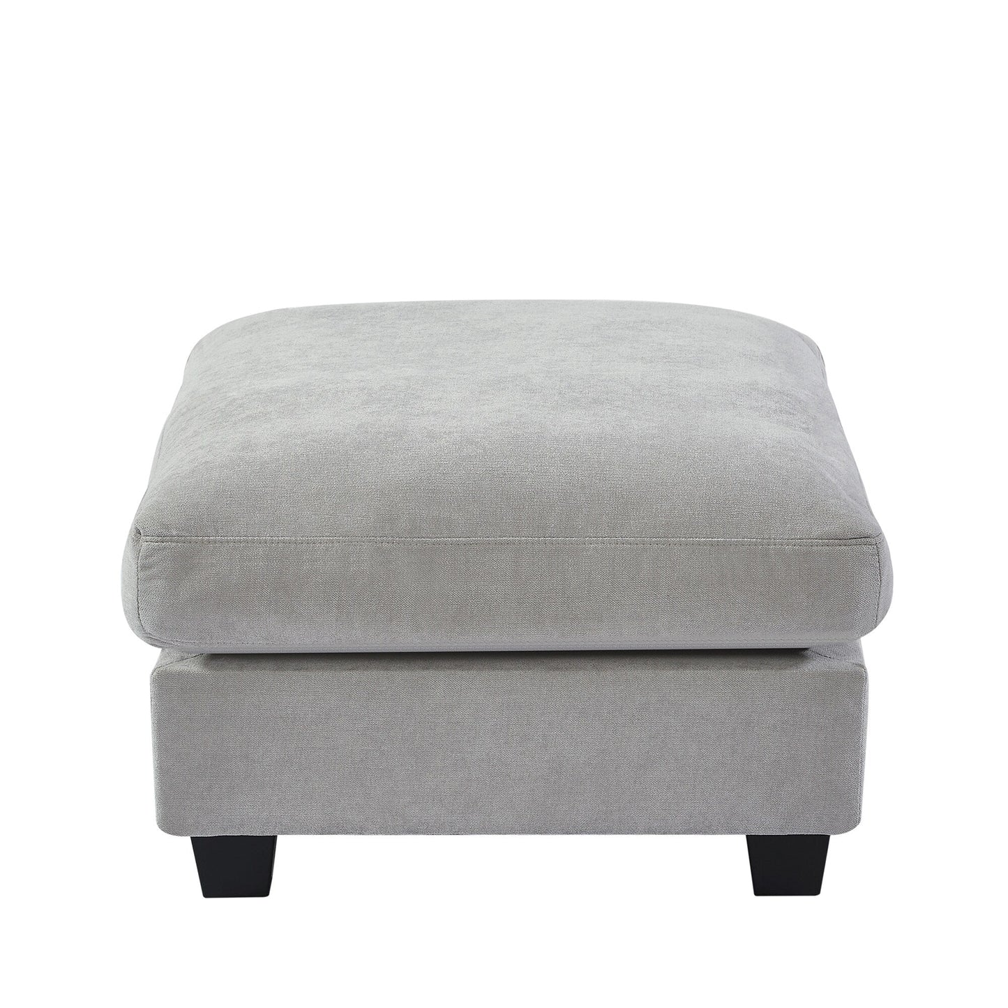 Divano componibile moderno a forma di L imbottito in piume con chaise longue reversibile e cuscini per soggiorno
