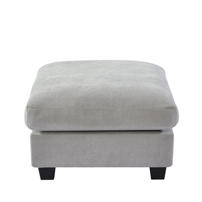 Divano componibile moderno a forma di L imbottito in piume con chaise longue reversibile e cuscini per soggiorno